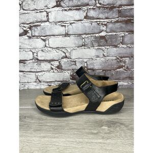 Halsa Footwear Dominica Black Leather Ankle Strap Sandals Women’s Sz 9M US/40EU